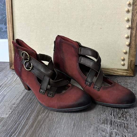 Earth Amber Brick Leather Ankle Boots Size 6 - Picture 1 of 4